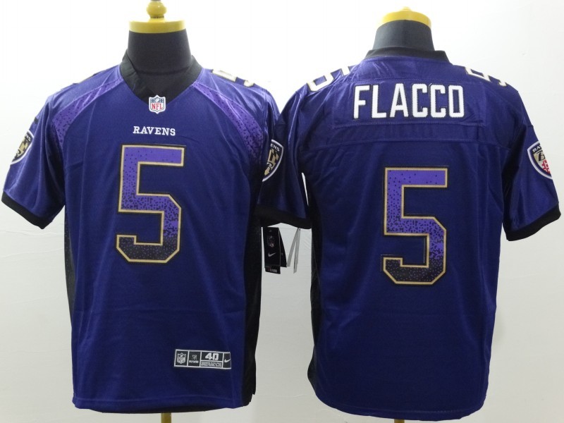 Men's Baltimore Ravens Joe Flacco #5 Purple Jersey
